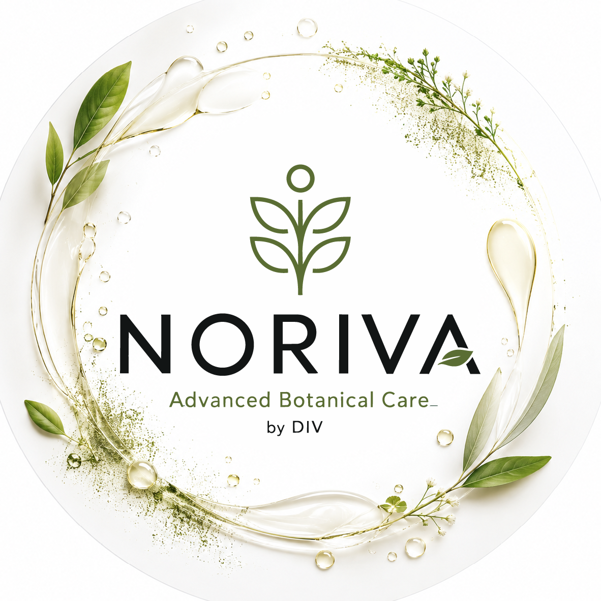 NORIVA emblem circled by olive leaves and water droplets