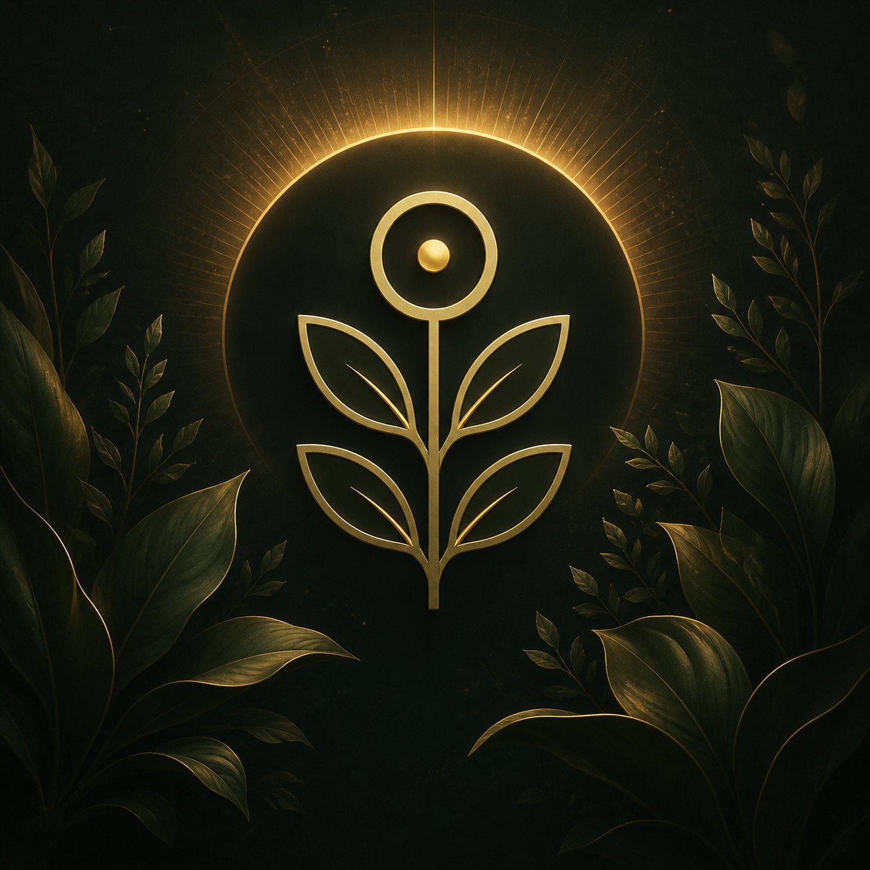 The gold NORIVA leaf mark glowing within a halo of foliage