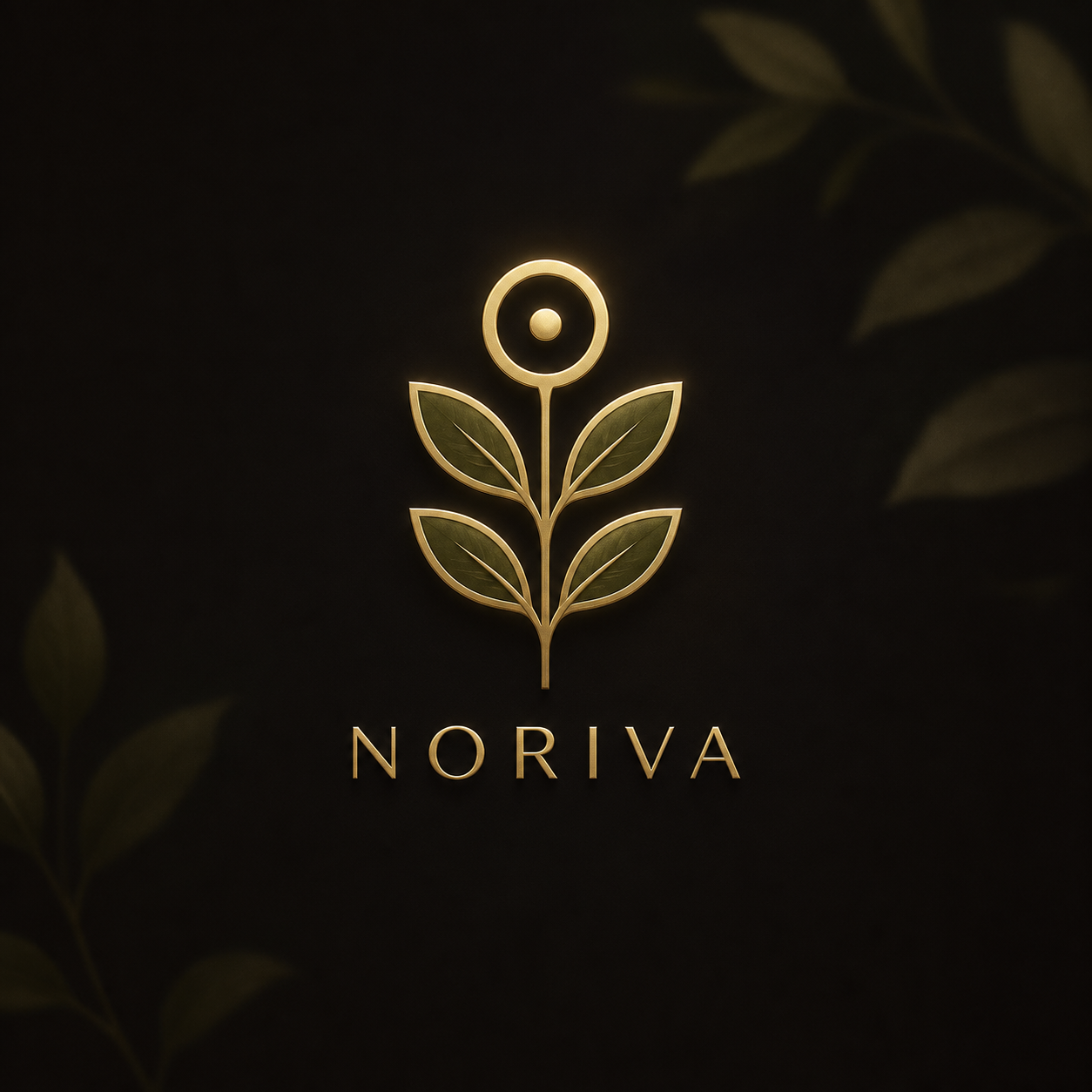 The gold NORIVA leaf mark and wordmark on a deep, textured background