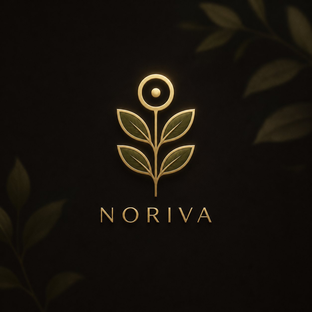 The gold NORIVA leaf mark and wordmark on a deep, textured background